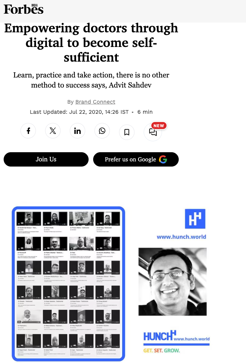 Forbes India Brand Connect feature: Empowering doctors through digital to become self-sufficient