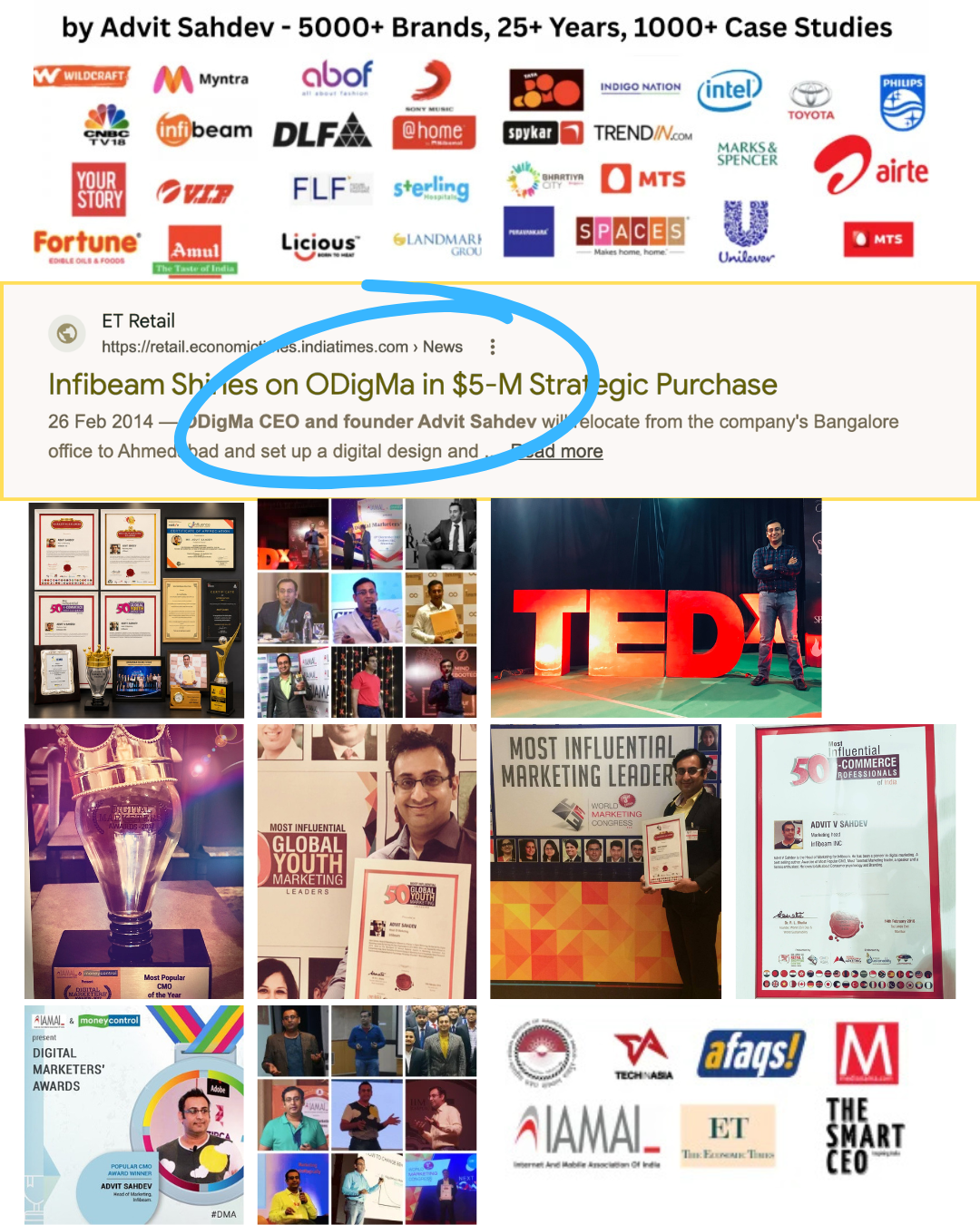 Client roster and the 2014 ET Retail report of Infibeam's $5M purchase of ODigMa
